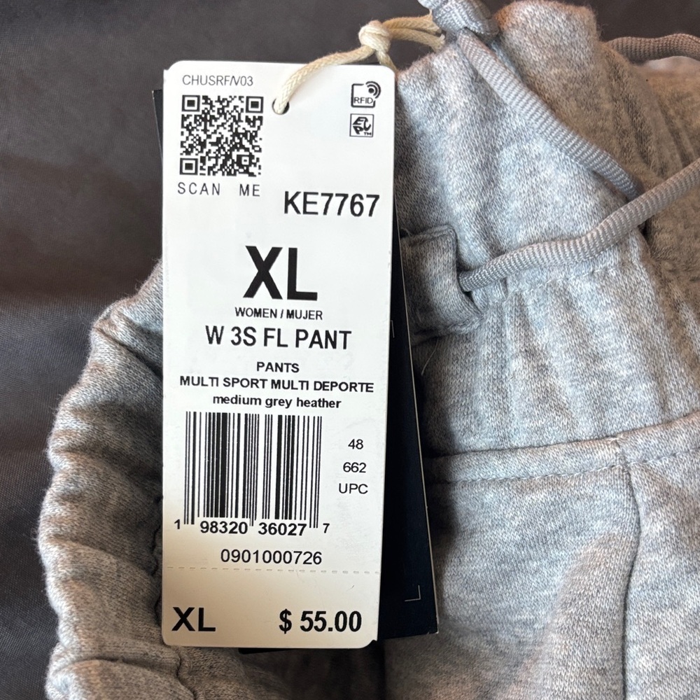 adidas Gray Track Joggers with White Stripes - XL - Picture 4 of 5
